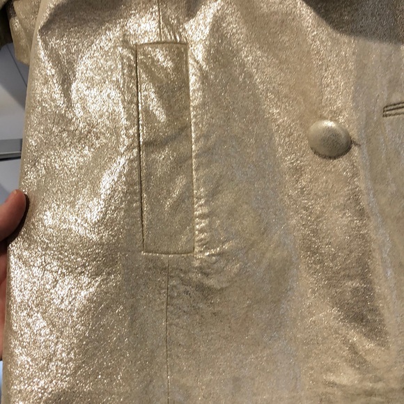 Bebe M gold metallic leather jacket. - Picture 3 of 8